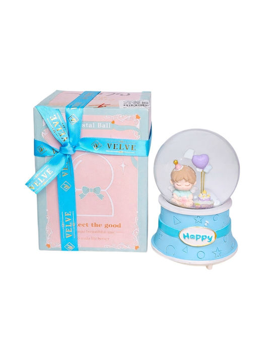 Musical Light Globe Angel Cake Pastel Blue Decor In Elegant Gift Box