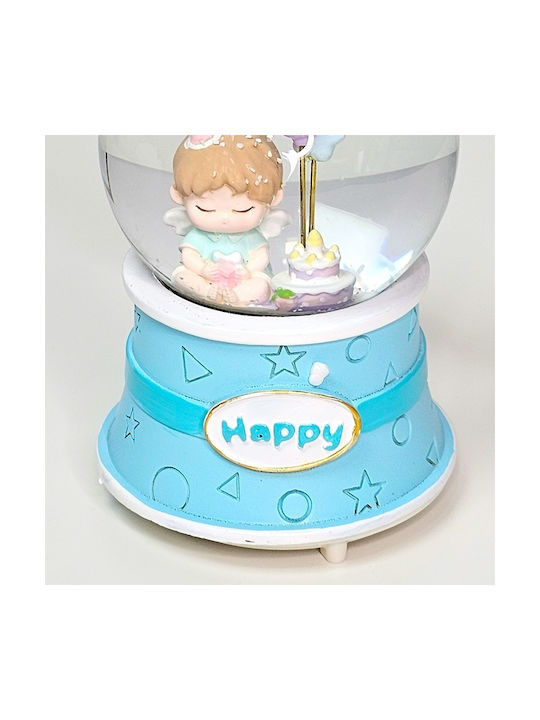 Musical Light Globe Angel Cake Pastel Blue Decor In Elegant Gift Box
