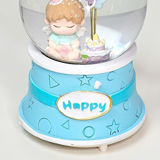 Glob Muzical Luminos Înger Tort Albastru Pastel Decor În Cutie Cadou Elegantă