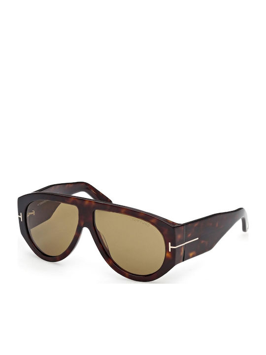 Tom Ford Unisex Γυαλιά Ηλίου με Καφέ Ταρταρούγα Κοκκάλινο Σκελετό και Καφέ Ντεγκραντέ Φακό FT1044 52