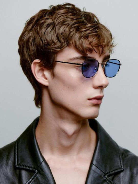 A.Kjaerbede Unisex Sunglasses with Silver Metal Frame and Silver Mirror Lens KL2505-003