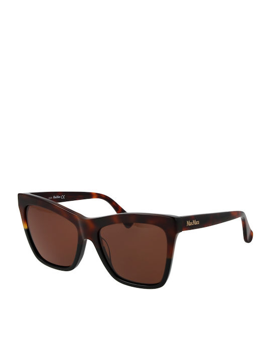 Max Mara Woman Sunglasses with Brown Tartaruga Horn-Rimmed Frame and Brown Lens MM 0008 56E