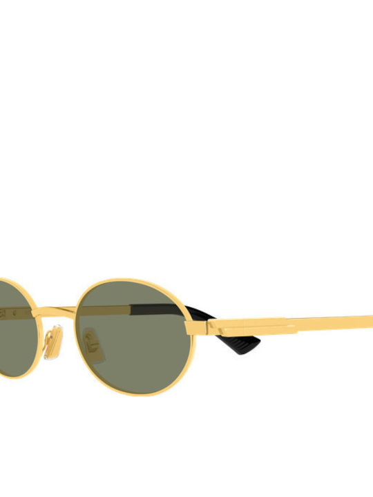 Bottega Veneta Unisex Sunglasses With Gold Metallic Frame And Gold Polarized Mirror Lens BV1470S 004