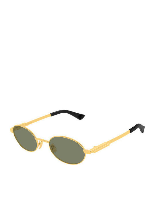 Bottega Veneta Unisex Sunglasses With Gold Metallic Frame And Gold Polarized Mirror Lens BV1470S 004