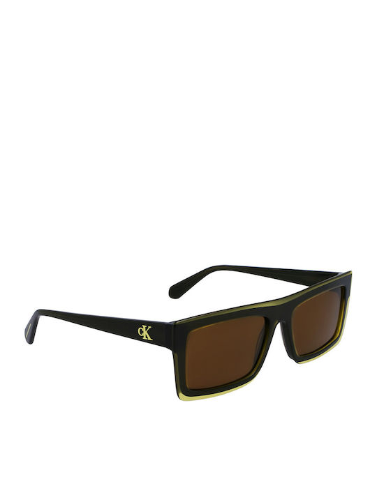 Calvin Klein Bărbătești Ochelari de soare cu Verde Cadru și Maro Lentilă CKJ23657S 745