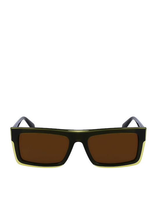Calvin Klein Bărbătești Ochelari de soare cu Verde Cadru și Maro Lentilă CKJ23657S 745