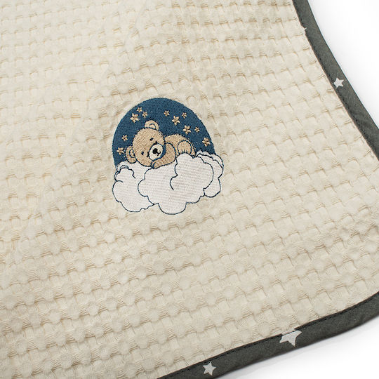 Dimcol Κουβέρτα Αγκαλιάς & Λίκνου Cloudy Bear με Ζωάκι 80x110εκ.
