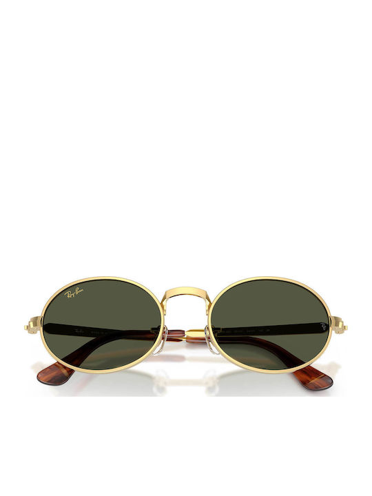 Ray Ban Unisex Sunglasses With Gold Metallic Frame And Green Lens