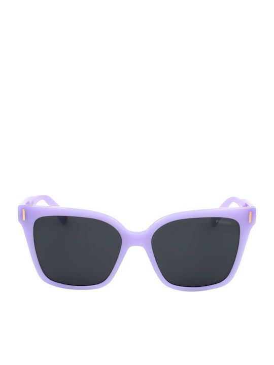 Polaroid Women's Sunglasses with Purple Plastic Frame and Gray Polarized Lens PLD6192/S 789/M9