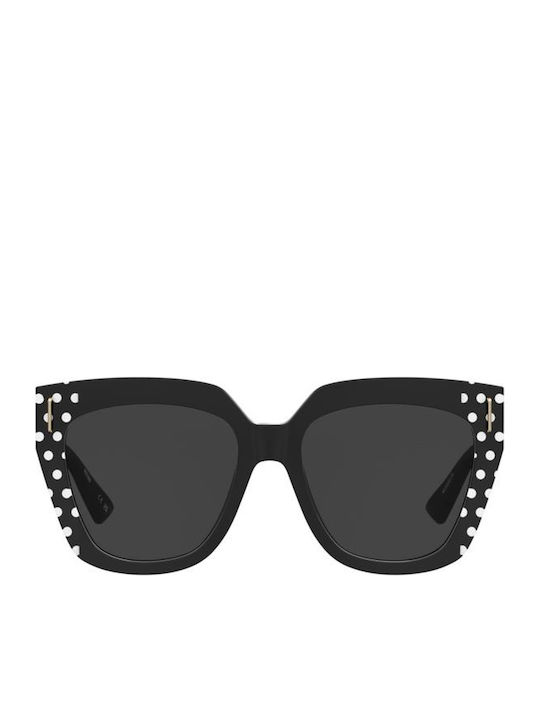 Moschino Unisex Sunglasses with Black Horn-Rimmed Frame and Black Lenses MOS207/S 7RM/IR