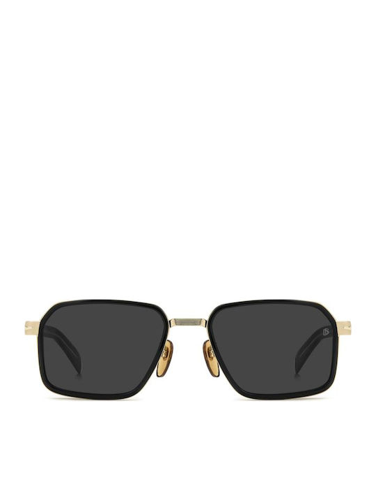 David Beckham Unisex Sunglasses with Gold Metallic Frame and Gold Lenses DB 7158/S RHL/IR