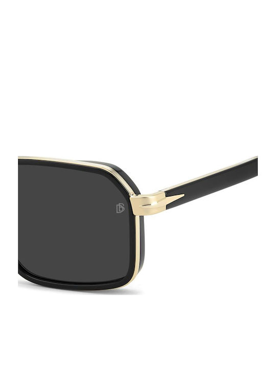 David Beckham Unisex Sunglasses with Gold Metallic Frame and Gold Lenses DB 7158/S RHL/IR