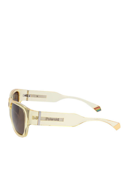 Polaroid Unisex Sunglasses with Yellow Plastic Frame and Brown Polarized Lens PLD6197/S 40G/SP