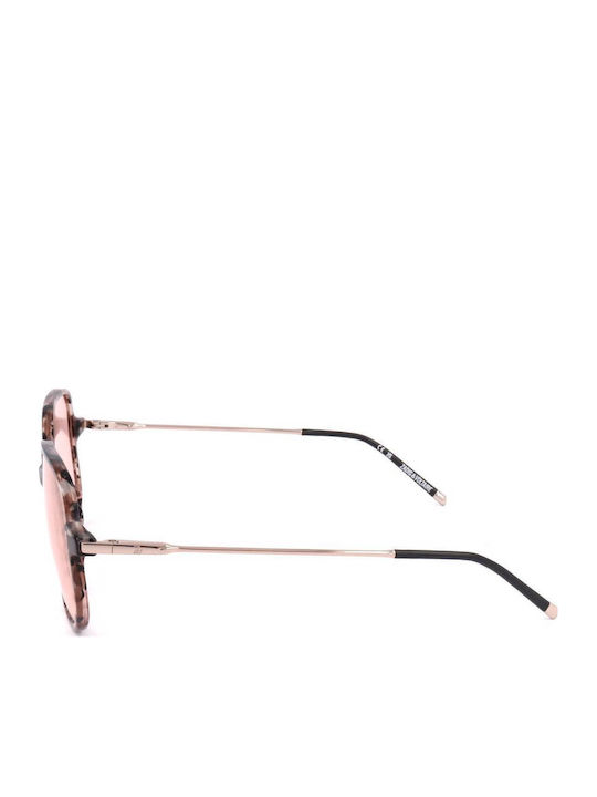 Zadig & Voltaire Women's Sunglasses with Brown Tartaruga Frame and Pink Lens