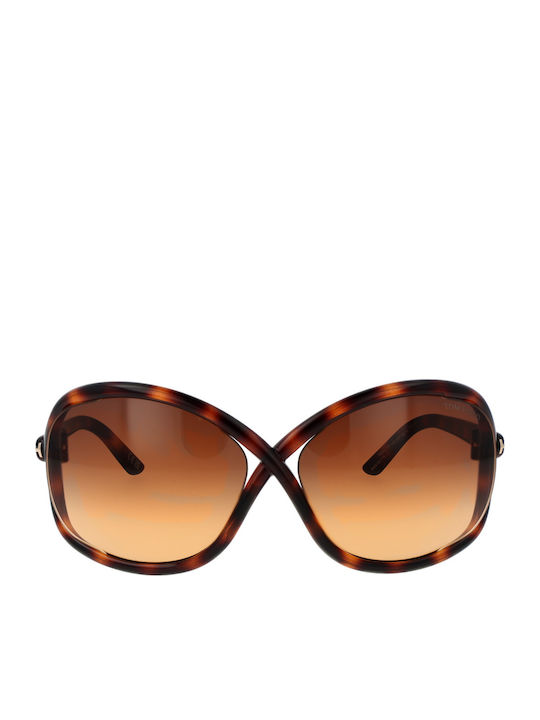 Tom Ford Women's Sunglasses with Brown Tartaruga Plastic Frame and Brown Gradient Lens FT1068 52F