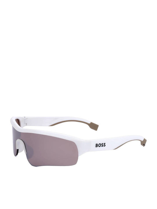 Boss Unisex Γυαλιά Ηλίου με Ασημί Κοκκάλινο Σκελετό και Ασημί Καθρέφτη Φακό BOSS 1607/S VK6/TI
