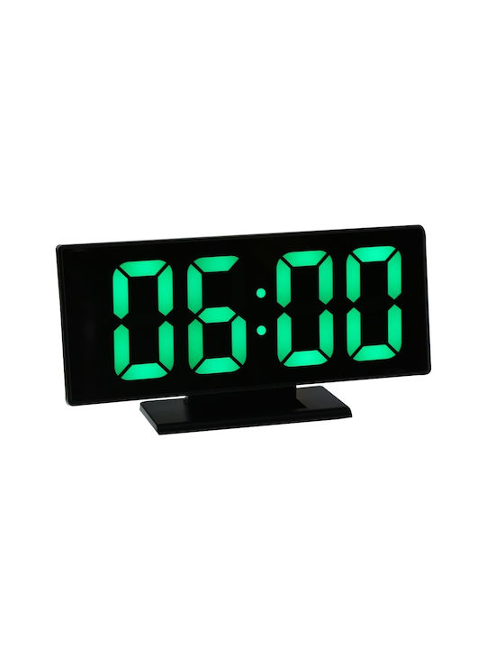 Tischuhr Digital LED Kunststoff mit Wecker & Tischradio Grün DR3MCBMBM