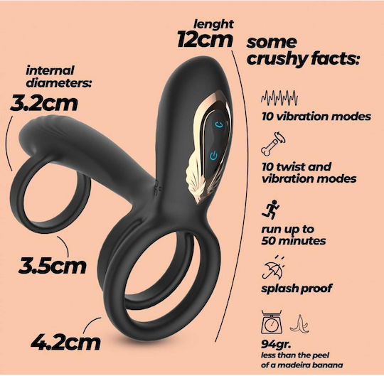 Crushious G-Spot Vibrator With Remote Control Black