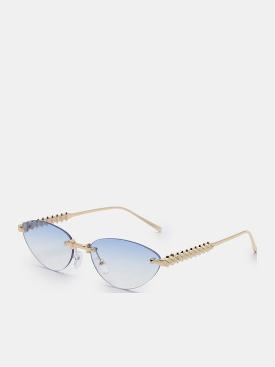 Luigi Unisex Sunglasses with Light Blue Metallic Frame and Light Blue Lens 4865130