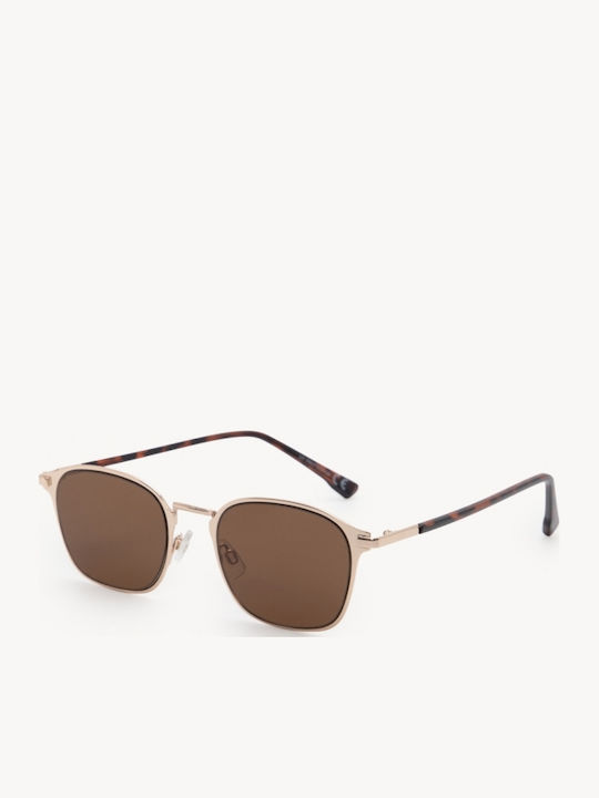 Luigi Unisex Ochelari De Soare Cu Ramă Metalică Maro Și Lentile Maro 4857614