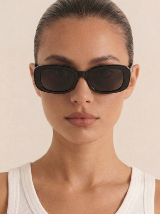 Luigi Ochelari De Soare Unisex Cu Ramă Neagră Din Plastic Și Lentile Negre