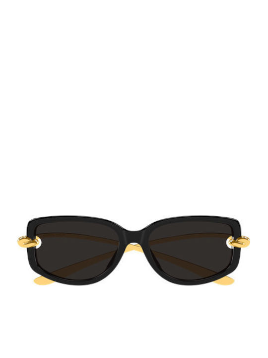 Bottega Veneta Unisex Sonnenbrillen mit Schwarzem Metallrahmen und Schwarzen Gläsern BV1440SA 001