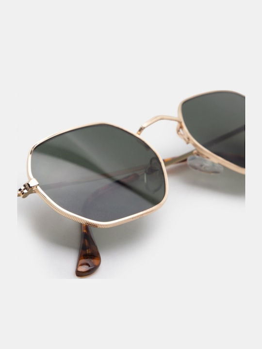 Luigi Unisex Sunglasses with Gold Metallic Frame and Gold Lens 4861309