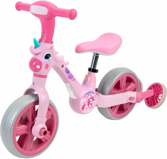 Action One Bicicletă Fără Pedale 2 În 1 Pentru Copii Roți Auxiliare Pedale Detașabile Roz