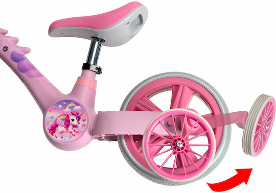 Action One Bicicletă Fără Pedale 2 În 1 Pentru Copii Roți Auxiliare Pedale Detașabile Roz