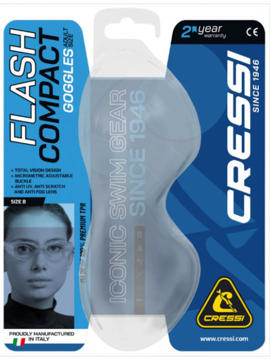 CressiSub Flash Swimming Goggles For Adults With Anti-Glare Lenses Black