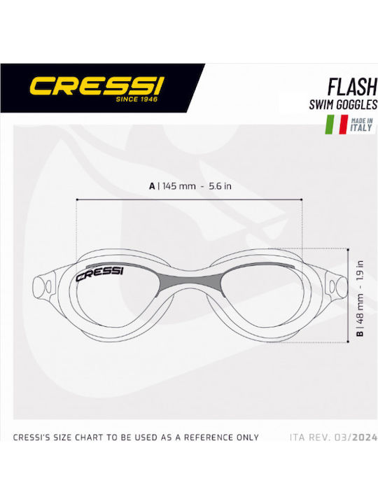 CressiSub Flash Swimming Goggles Adults with Anti-fog Lenses Black