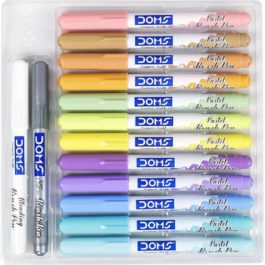 Markers Doms Pastel Brush Pen 12+1 Silver+1 Blender