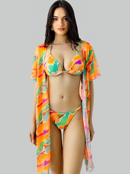 Damenkimono Für Strand Wave Orange