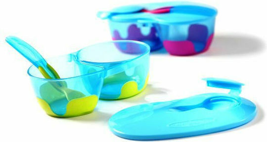 Babyono Baby & Toddler Plate Set Be Active made of Plastic Turquoise 2 Pieces