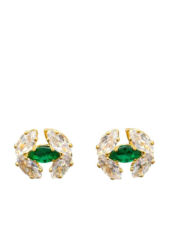 Eluna Earrings Made of Steel with Green Pearls
