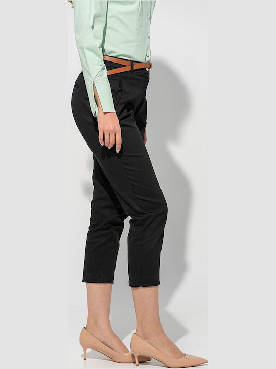 Taisa Pantaloni Dama Din Țesătură În Linia Tapered Negru