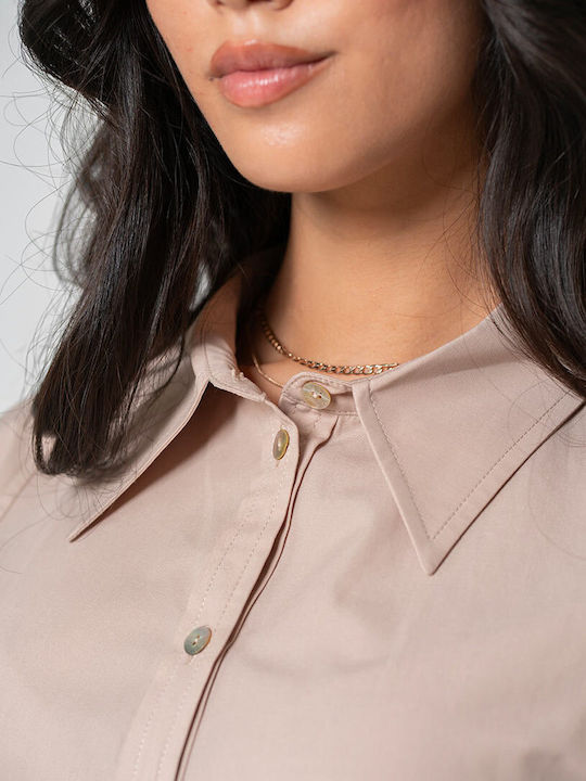 Andrada Langärmeliges Damenhemden Beige Monochrom