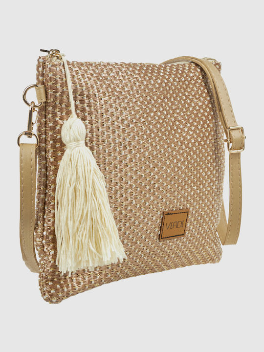 Плетена Дамска Чанта През Рамо Бежова