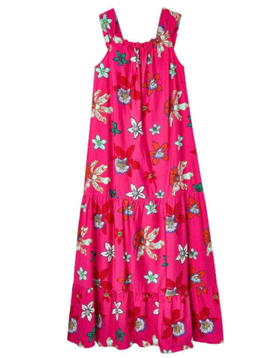 Summer Maxi Dress with Ruffles Red