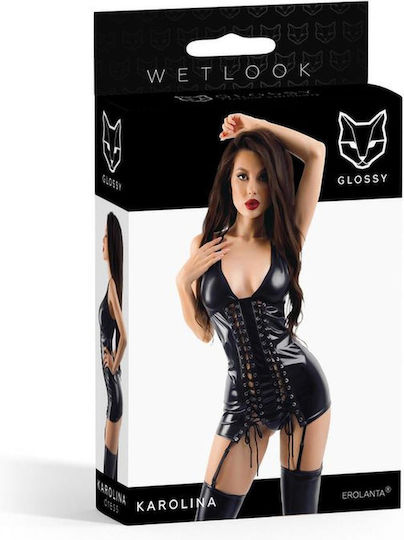 Glossy Wetlook Φόρεμα Μαύρο