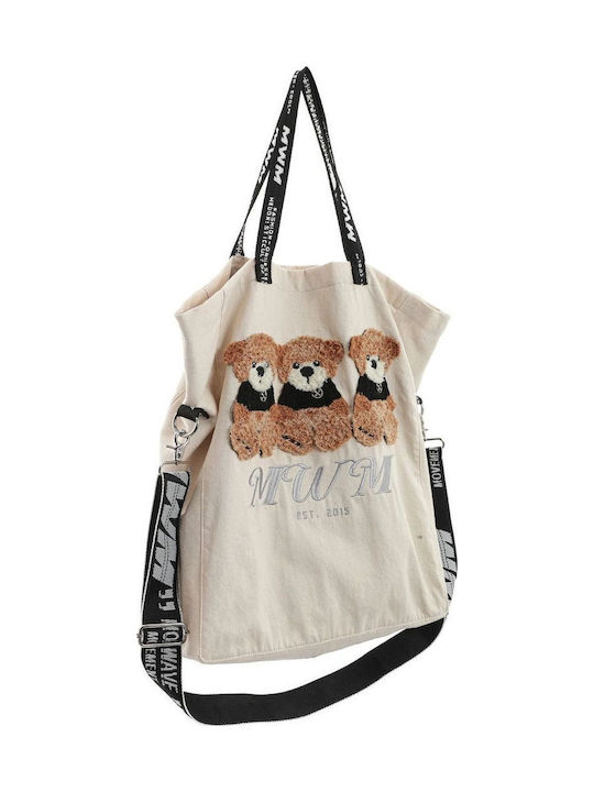 Mod Wave Movement Fabric Women's Tote Handbag Beige