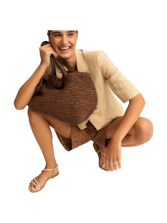 Fabric Women's Shopper Bag Brown
