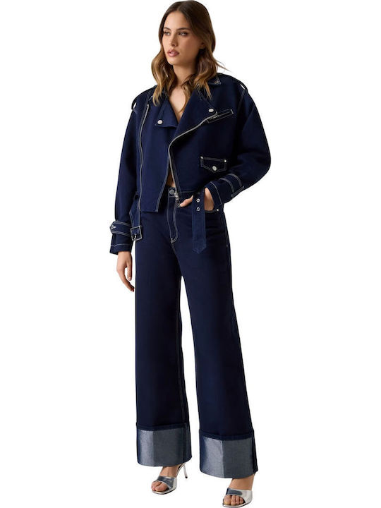 Langes Damen Jean Jacke Blau