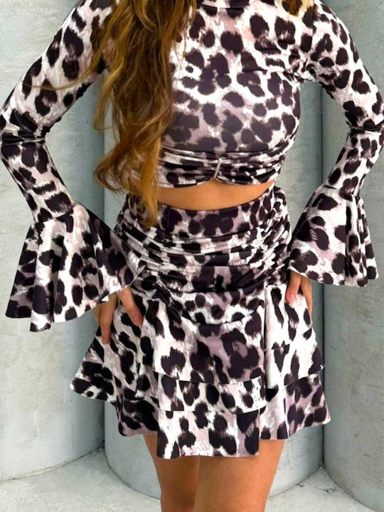 Set With Mini Leopard Skirt