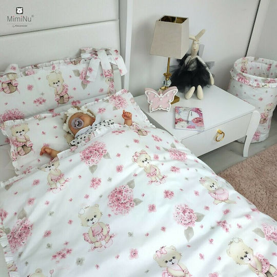MimiNu Set Pentru Patut Pink Ballerina 5 Bucăți MimiNu Set Pentru Patut Pink Ballerina 5 Bucăți