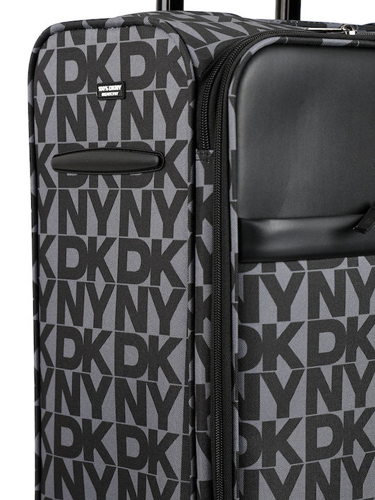 DKNY Großer Stoff-Reisekoffer Schwarz mit 4 Rädern