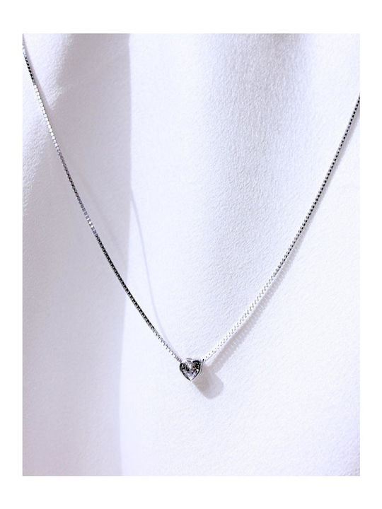 Necklace With Heart Design In Silver