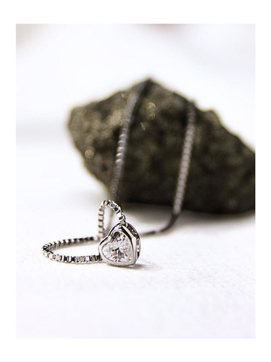 Necklace With Heart Design In Silver