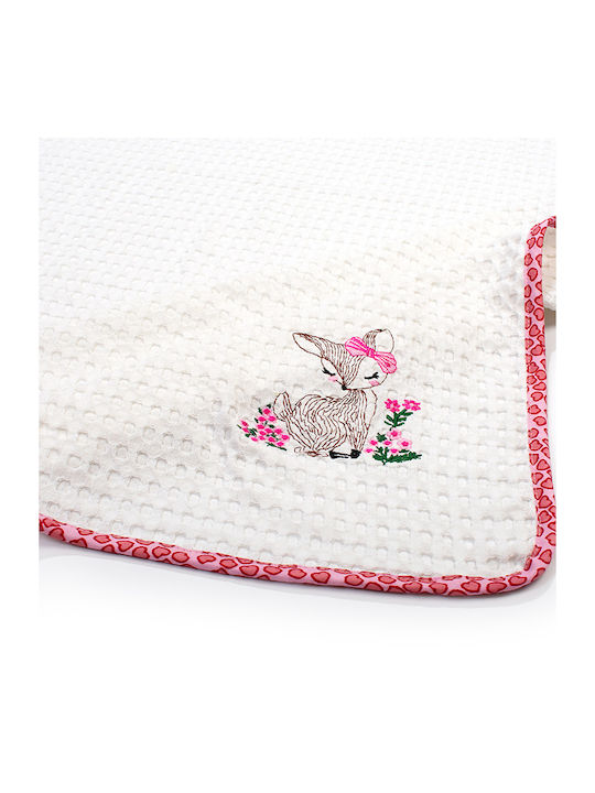Dimcol Cot Blanket Deer Waffle White 100x160cm