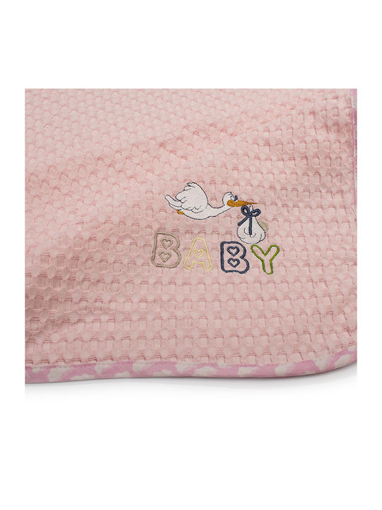 Dimcol Nursery Swaddling Blanket Stork Waffle Pink 80x110cm